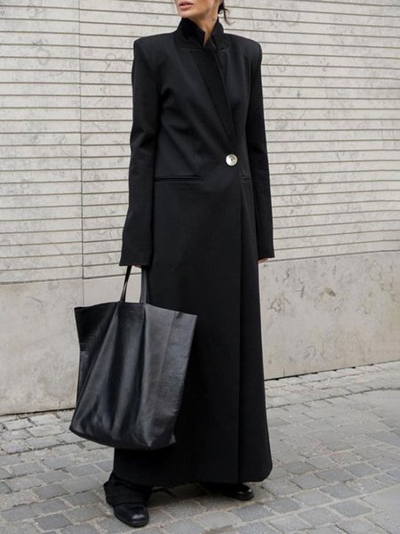 

Plain Urban Lapel Collar Regular Fit Blazer, Black, Blazers