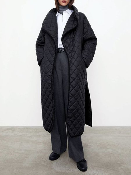 

Urban Plain Shawl Collar Padded Jacket, Black, Padded Jackets