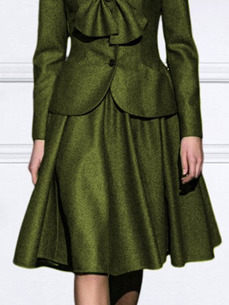 

Plain High Waist Elegant Umbrella Skirt, Green, Skirts