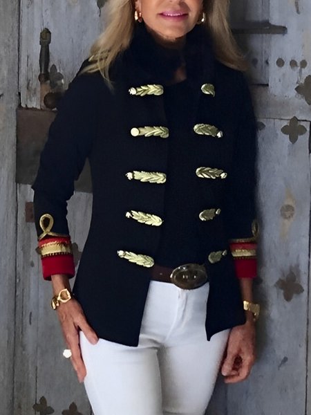 

Color Block Urban Stand Collar Long Sleeve Jacket, Black, Jackets