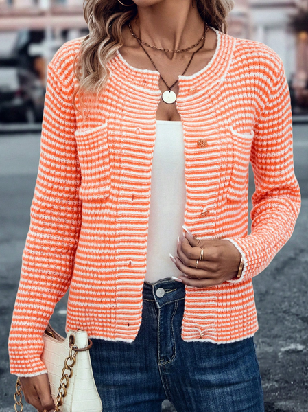 

Wool/Knitting Loose Casual Plain Cardigan, Orange, Sweaters
