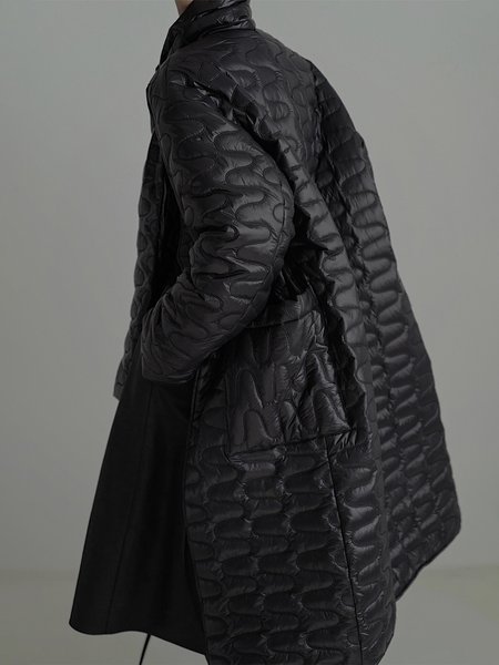 

Urban Loose Plain Padded Jacket With Scarf, Black, Padded Jackets