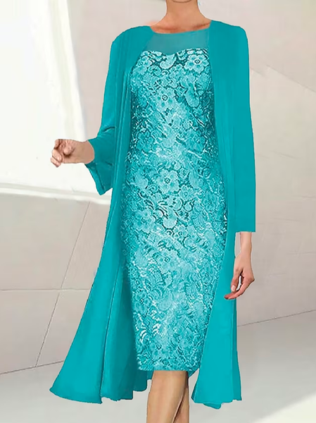 

Plain Elegant Crew Neck Regular Fit Two-Piece Set, Green, Party Dresses