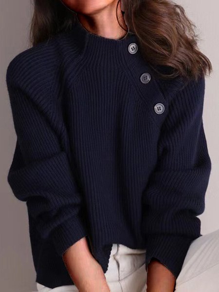 

Casual Loose Sweater, Navyblue, Sweaters & Cardigans