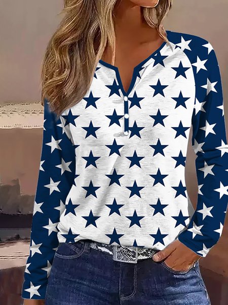 

Casual Loose T-Shirt, Grey-blue, T-Shirts