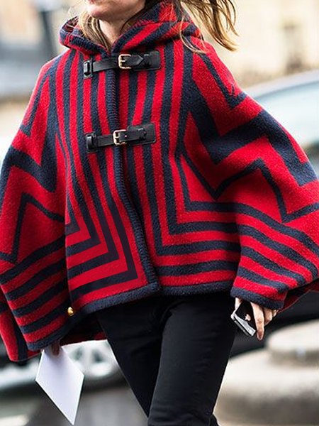 

Urban Striped Loose Coat, Red, Coats