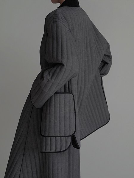 

Long Sleeve Plain Urban Loose Padded Jacket, Deep gray, Padded Jackets