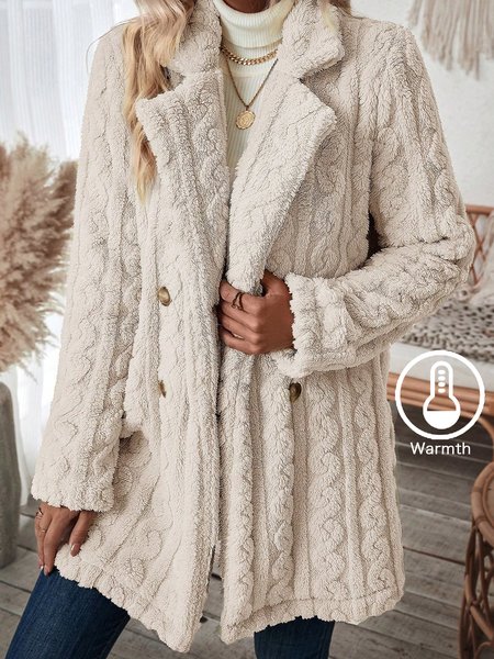 

Plain Fluff/Granular Fleece Fabric Casual Teddy Jacket, Apricot, Outerwear