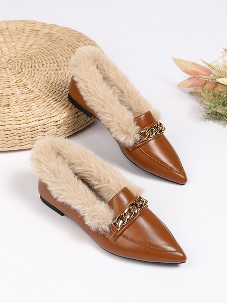 

Chain Commuting Warmth Furry Loafers, Brown, Loafers