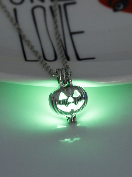 

Halloween Luminous Evil Pumpkin Pendant Necklace, Green, Necklaces