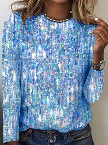 

Casual Abstract T-Shirt, Blue, T-Shirts