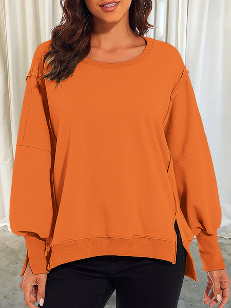 

Women's Casual Crew Neck Sweatshirt, Orange, Hoodies & Sweatshirts