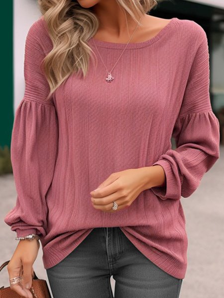 

Casual Knitted Loose Shirt, Brick red, Shirts & Blouses