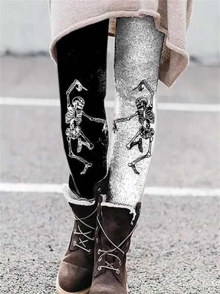 

Halloween Printed Loose Leggings, Black, Leggings