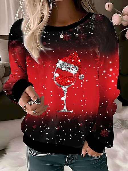 

Crew Neck Casual Christmas Sweatshirt, Red, Sweatshirts & Hoodies