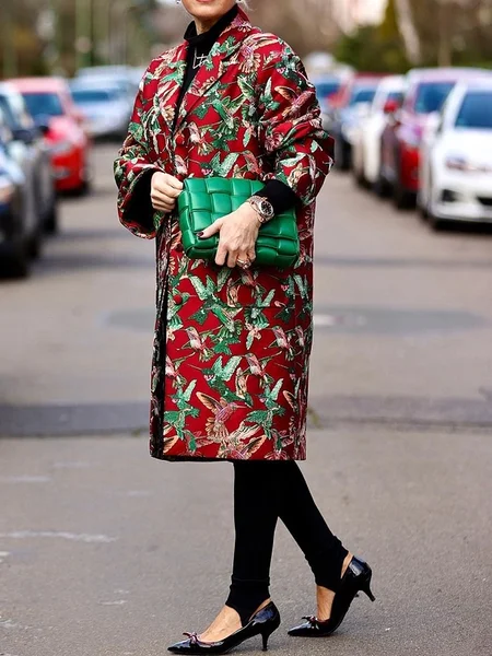 

Loose Urban Animal Trench Lapel Collar Long Sleeve Mid-long Coat, Red, Coats