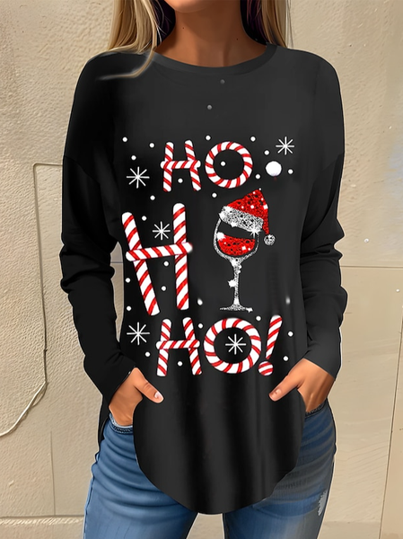 

Crew Neck Regular Fit Casual Christmas T-Shirt, Black, T-Shirts
