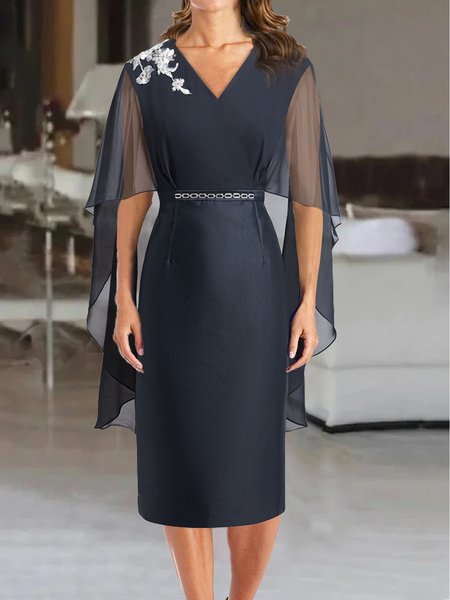 

Regular Fit Casual V Neck Plain Two-Piece Set, Dark blue, Party Dresses