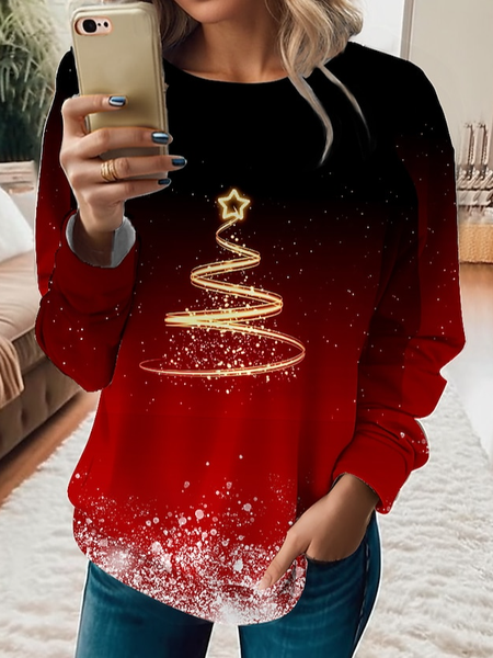 

Christmas Tree Casual Crew Neck Sweatshirt, Red, Sweatshirts & Hoodies