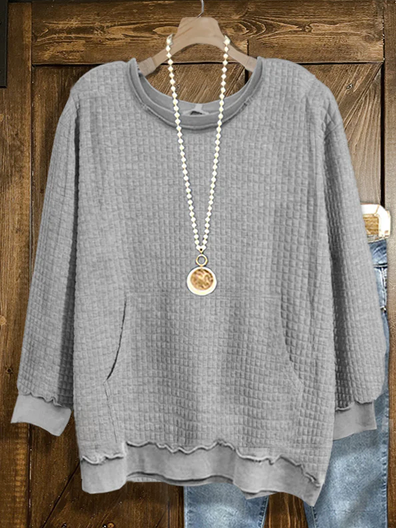

Women's Simple Loose Crew Neck Plain Sweatshirt, Gray, Hoodies & Sweatshirts