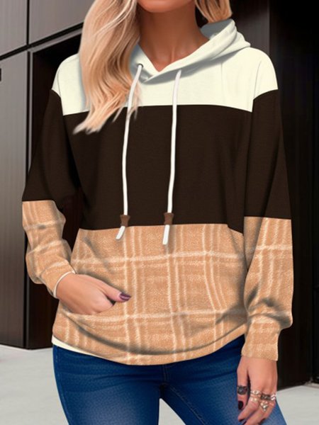 

Casual Loose Hoodie, Brown, Sweatshirts & Hoodies