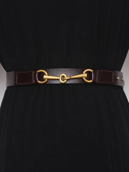 

Classic Metal Horsebit Adjustable Leather Girdle Belt, Coffee, Belts