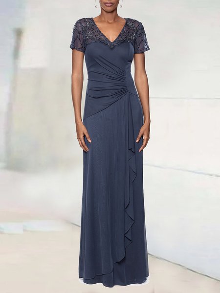 

Lace Regular Fit Elegant Plain Dress, Dark blue, Party Dresses