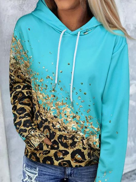 

Leopard Hoodie Loose Casual Hoodie, Blue, Sweatshirts & Hoodies