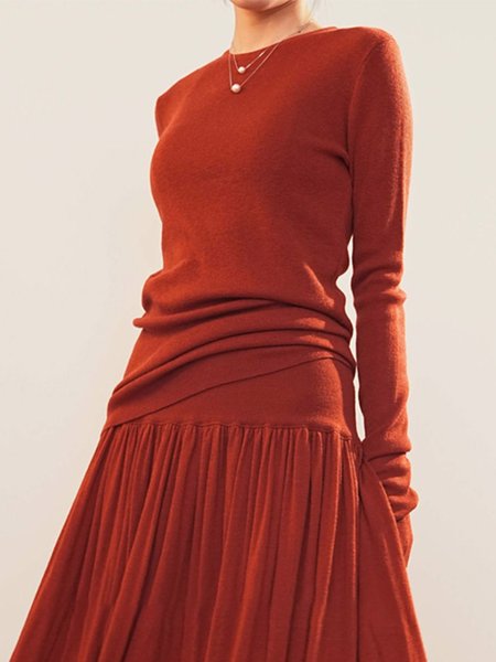 

Long Sleeve Crew Neck Urban Regular Fit Sweater, Orange, Pullovers