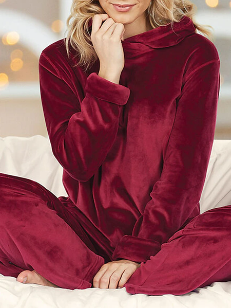 

Hoodie Casual Loose Two-Piece Set, Wine red, Suit Set