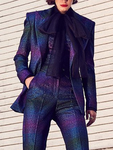 

Ombre Urban Lapel Collar Long Sleeve Blazer, As picture, Blazers