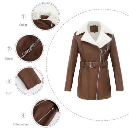 

Plain Casual Loose Shawl Collar Teddy Jacket, Coffee, Coats