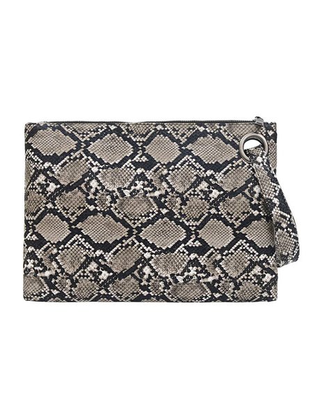 

Fashion Large Capacity Snakeskin Square Zipper Clutch Bag, Gray, Women's Bags