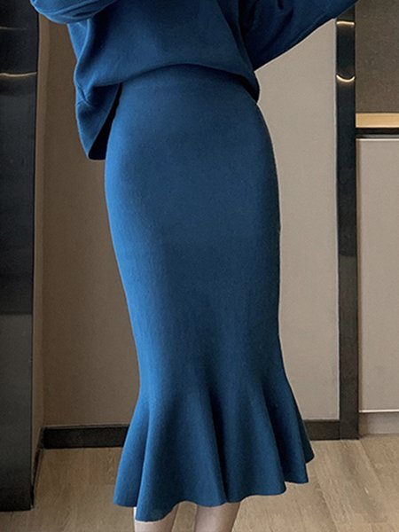 

Acrylic Plain Elegant Regular Fit Skirt, Blue, Skirts