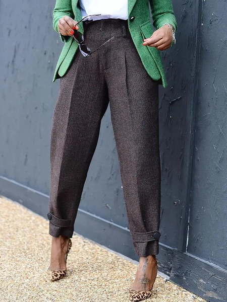 

Regular Fit Urban Plain Fashion Long Pants, Deep brown, Pants