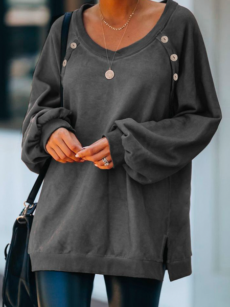 

Women’s Simple Crew Neck Loose Plain Sweatshirt, Gray, Hoodies & Sweatshirts