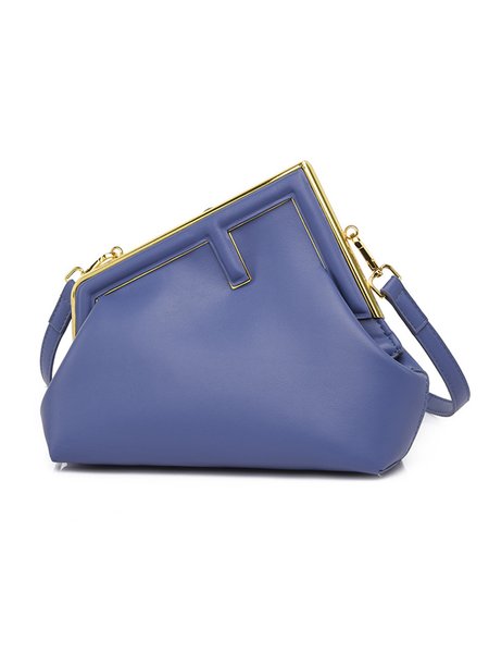 

Irregular Metal Clip Clutch Bag Crossbody Bag, Blue, Top Handles