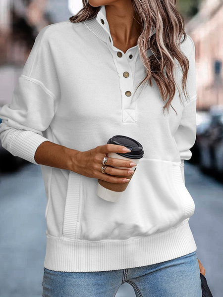 

Women's Casual Loose Plain Sweatshirt, White, Hoodies & Sweatshirts