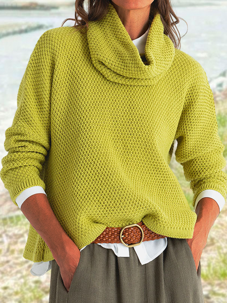 

Women’s Turtleneck Casual Plain Sweater, Aqua, Sweaters & Cardigans