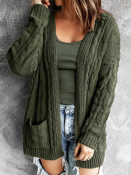 

Wool/Knitting Casual Loose Cardigan, Army green, Sweaters & Cardigans
