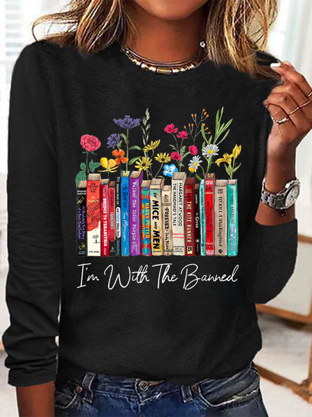 Women's I'm With The Banned Flowers Book Lover Gift Cotton Blend Casual Shirt