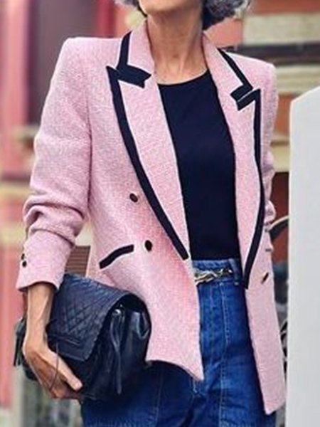 

Buttoned Simple Blazer, Pink, Blazers