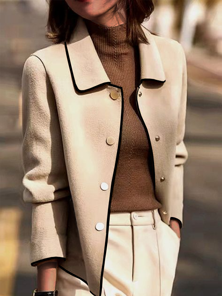 

Women’s Shawl Collar Simple Regular Fit Coat, Apricot, Outerwear