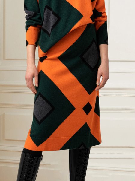 

Geometric Regular Fit Urban H-Line Skirt, As picture, Skirts