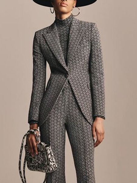 

Urban Geometric Blazer, Gray, Blazers