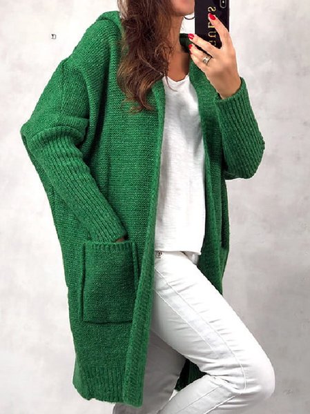 

Casual Plain Cardigan, Lightgreen, Sweaters & Cardigans