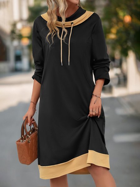 

Color Block Loose Others Casual Dress With No, Black, Dresses