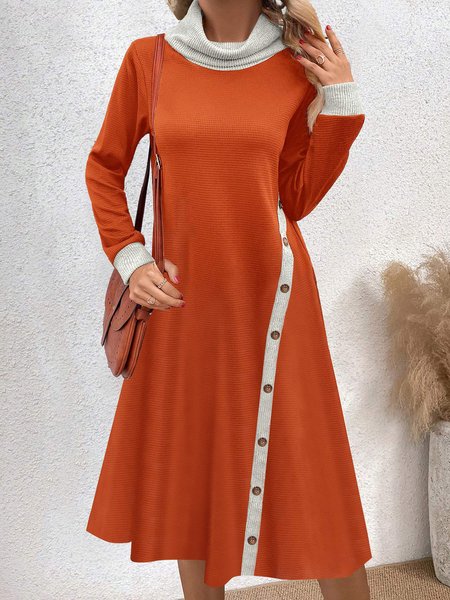 

Others Loose Color Block Dress With No, Orange, Dresses