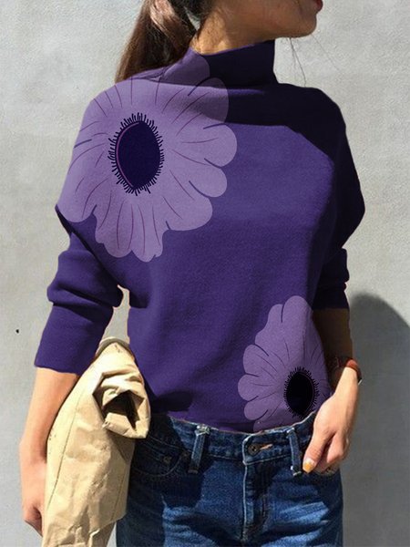 

Floral Loose Long Sleeve Urban Shirt, Purple, Blouses and Shirts