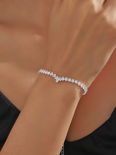 

Elegnat Full Rhinestone Party Bracelet Suit for Wedding, As picture, Bracelets